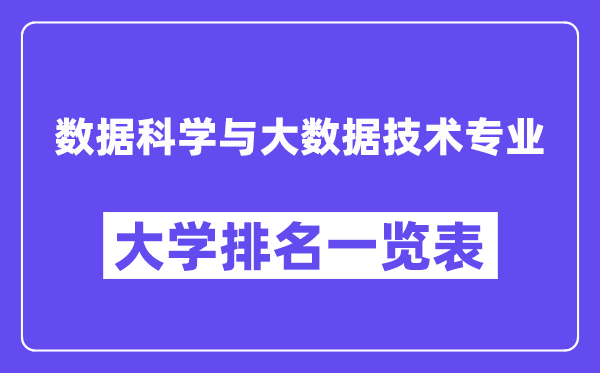 全國數(shù)據(jù)科學與大數(shù)據(jù)技術專業(yè)大學排名一覽表（最新排行榜）